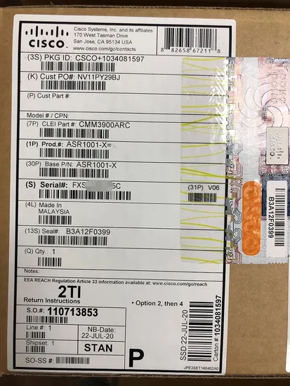 Cisco Asr 1000-Esp5 Cisco Asr1K Embedded Services Processor 5gbps Asr1002 Ethernet Switch Router