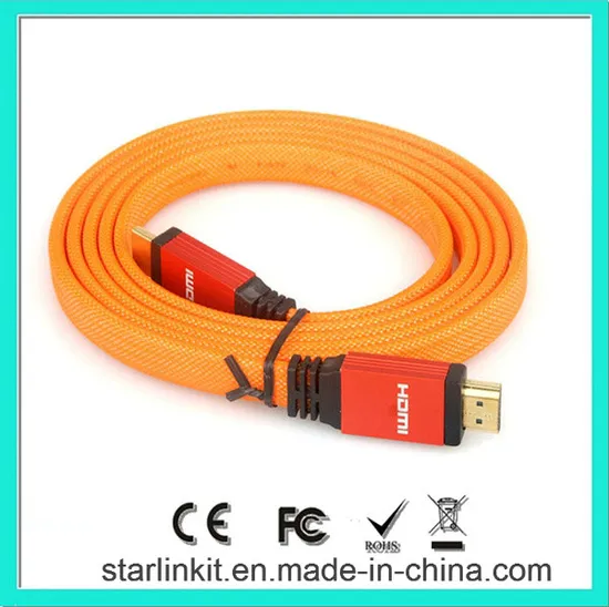 Ultra-Slim Flat Type Hdmii Video Cable with Nylon Shielded Jacket