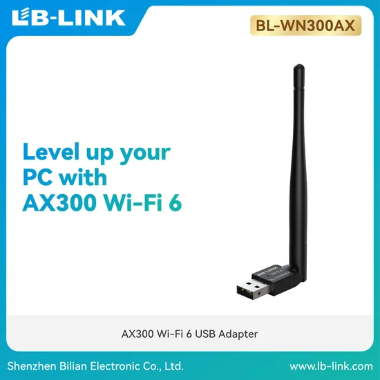 AX300 Wi-Fi6 High Gain Wireless USB Adapter LB-LINK BL-WN300AX  Wifi 6 USB Adapter for PC Desktop Laptop USB Wireless Network Only 2.4GHz High Gain Wifi Adapter