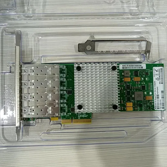 Factory Direct Sale Hz-I350-F4 I350-Am4 Pcie V2.1 5 Gt/Sec SFP 1000Mbps Fibre Channel Adapter Optical Fiber Network Card