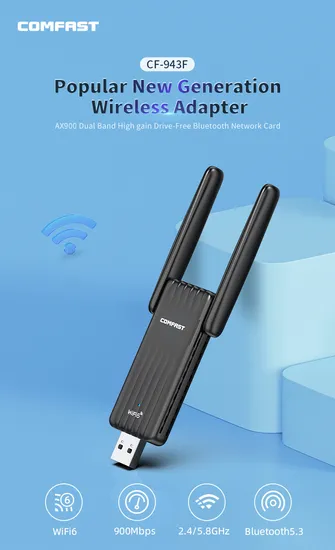 Driver Free Comfast CF-943f Ax900 Bt5.3 Dual Band WiFi6 Dongle USB WiFi Adapter