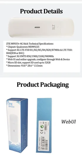 MF833V USB Wireless Modem Mobile Broadband 4G LTE Stick Dongle