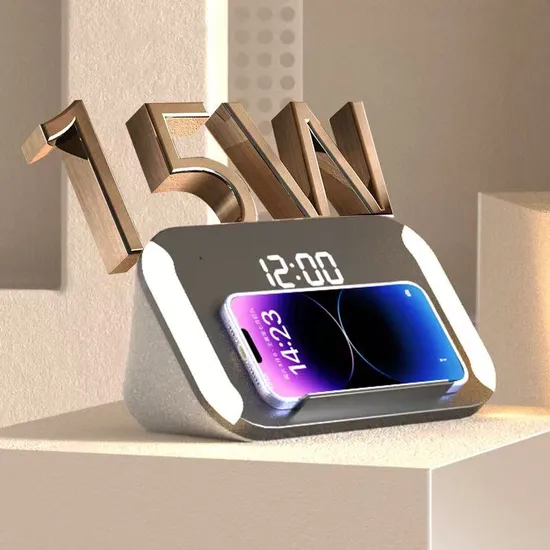 Bluetooth Speaker with Wireless Charging and Bedside Lamp Function