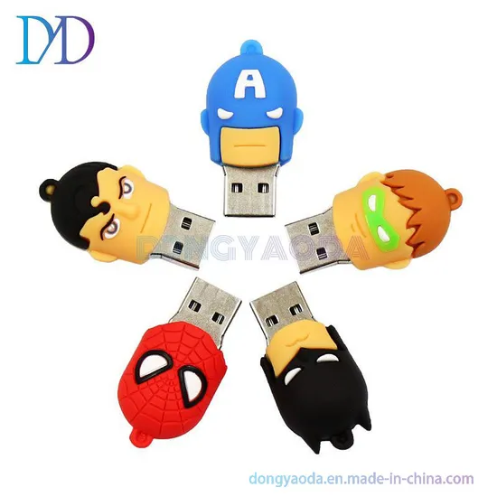 Rubber /PVC/ Silicone USB Flash Drive Custom Cartoon Hero Superman Flash Drive 4GB 8GB 16GB, 32GB, 64GB, 1tb