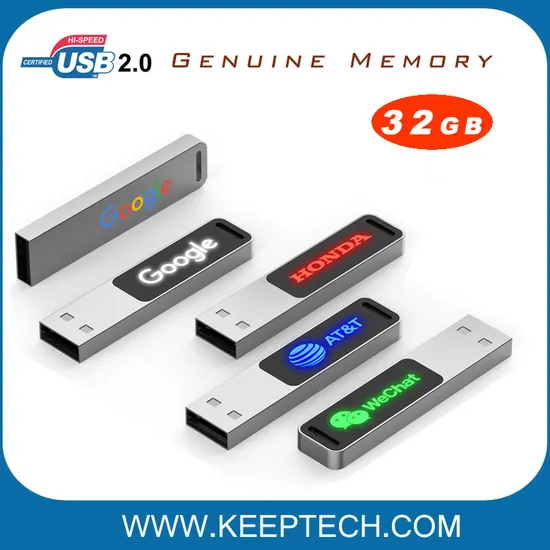 Slim Metal USB Flash Drive 32GB with Custom LED Lighting Logo Portal LED USB 32GB with Custom LED Logo