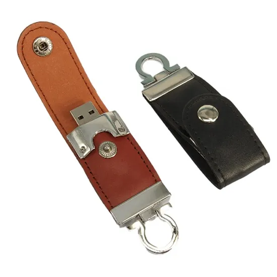 Best Selling PU Leather Custom Logo Pen Drive 4GB 16GB 32GB 64GB Memory Stick