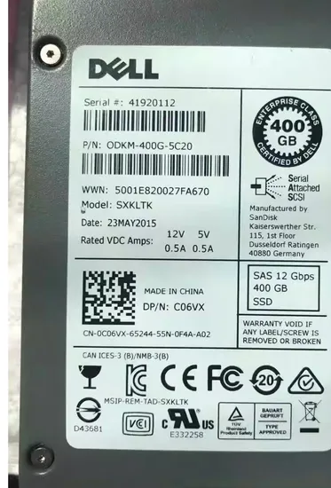 Del L 400GB 12gbps Sas Write Intensive SLC 2.5 SSD Sxkltk