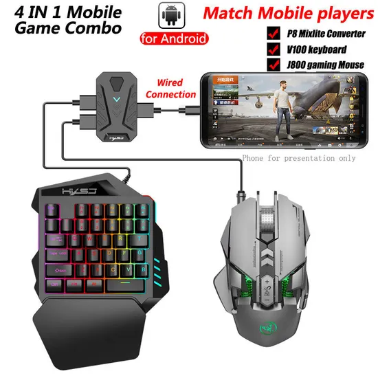 4-in-1 Mobile Game Keyboard Mouse Combo Match Mobile Player
