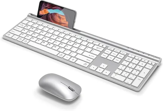 Desktop Computer PC Wireless Keyboard Bluetooth Wireless Keyboard and Mouse Combe Set (White)