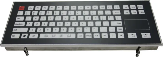 19" Industrial Keyboard with Touchpad Self-Lock Key IP65 Waterproof & Dustproof Industrial Membrane Keyboards