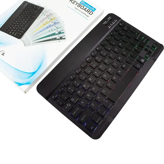 2024 New Ss01 Universal 10inch Mini Thin Black Wireless Keyboard Connect Cellphone Tablet Backlight Gaming Keyboards Custom Logo