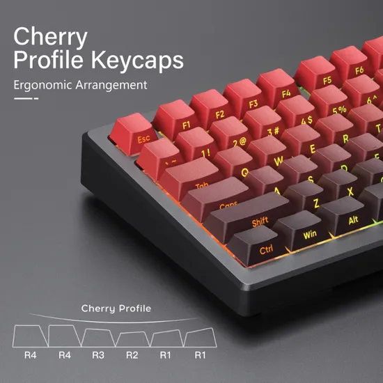 136-Key Custom PBT Double Shot Side-Engraved Shine-Through Keycaps, OEM Profile for Mechanical Keyboards
