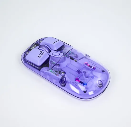 2024 New Bluetooth Dual-Mode Wireless Mouse Transparent Magnetic Housing RGB Light Rechargeable for Office Home Gaming Mouse