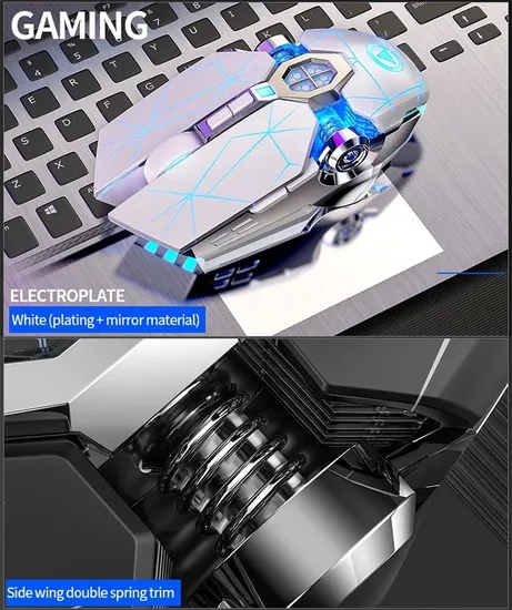 China Matte Black Mirror White Audio Silent High Quality RGB Optical Wired Gaming Mouse for Gamer Computer