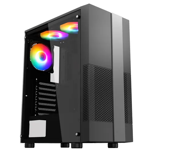 Middle Tower ATX Gaming PC Computer Case with RGB Fans K01, Hot Sale Gaming Case Computer Parts, RGB Fans, Liquid Cooling