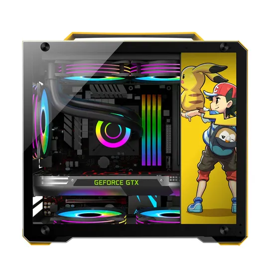 Traveller Yellow M-ATX Small and Medium-Sized Motherboard 240 Water-Cooled Gaming Desktop Console Portable Handheld Case