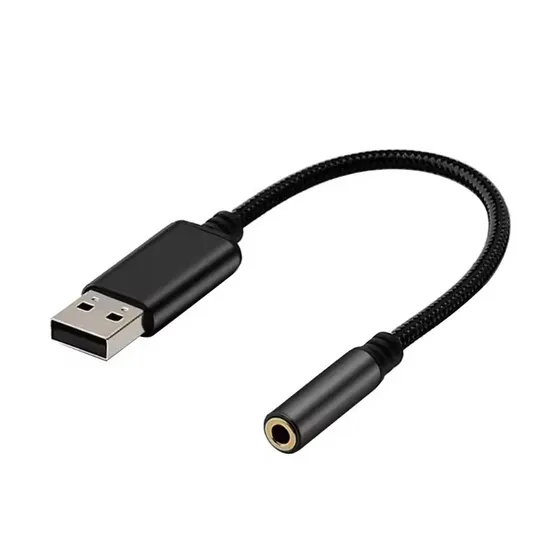 2 in 1 USB to 3.5mm Audio Cable USB Computer Aux Headphone Sound Card Adapter Cable Converter for Earphones
