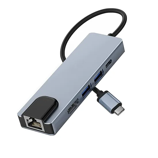 Wholesale 5 in 1 Type C Ethernet LAN Port Gigabit 100Mbps Hub USB C to RJ45 Adapter