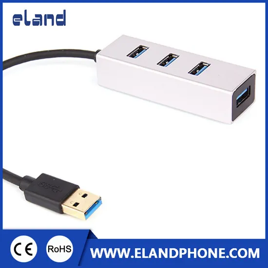 Aluminum Alloy Plug and Play USB 3.0 Hub 4 Ports 5gbps High-Speed Transmission