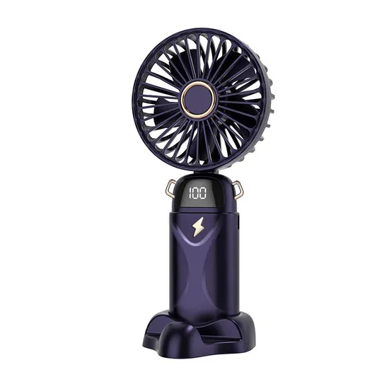 Mini Handheld Portable Foldable USB Rechargeable Fan Outdoor Travel Camping 5 Gear Fan with Digital Display