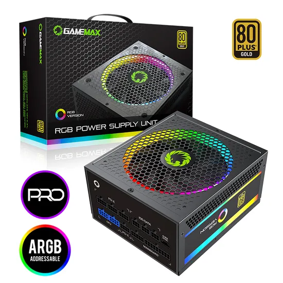 Gamemax RGB Gaming PSU 1050W with 80 Plus Gold Efficiency
