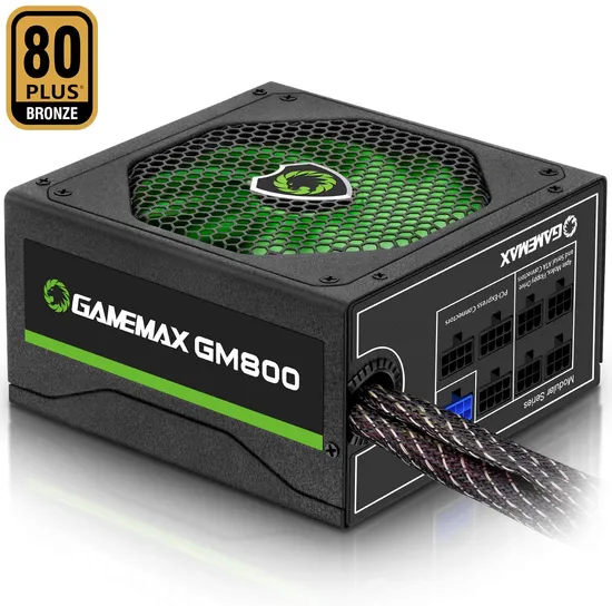Gamemax GM-800 Computer Power Supply, Semi-Modular, 80 Plus Bronze, PC PSU