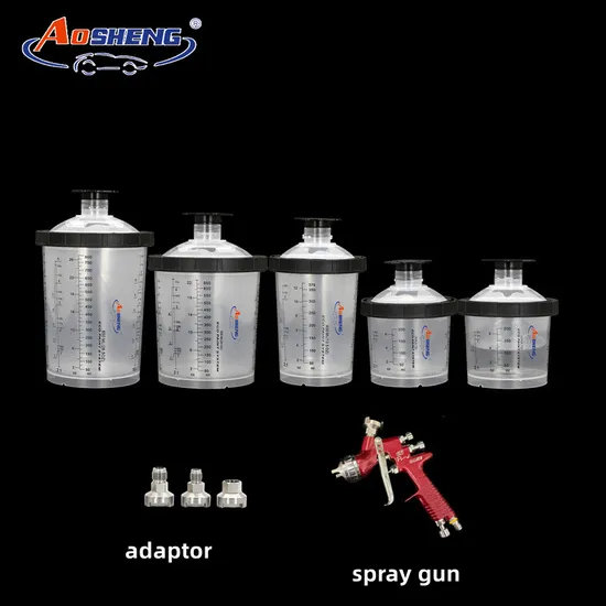 Full Set (Liner/Lid/Hard Cup/Collar/Adapter) Painting Mixing Filter Spray Gun Cup