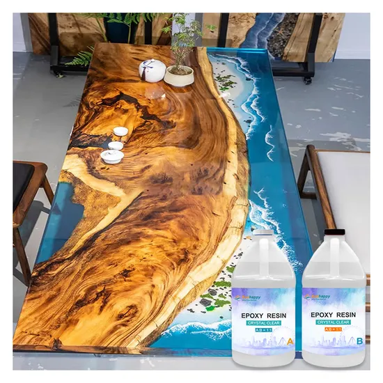 Double-Component Clear Liquid Epoxy Resin Deep Pouring River Wood Table Ab Glue Dining Coffee Table Epoxy Resin