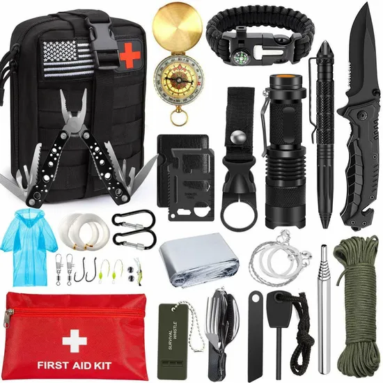 Survival Kit with 15 Different Outdoor Products