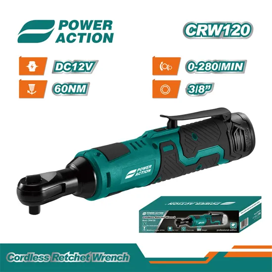 Power Action 12V Lithium Battery Cordless Ratchet Wrench with 60 Torque