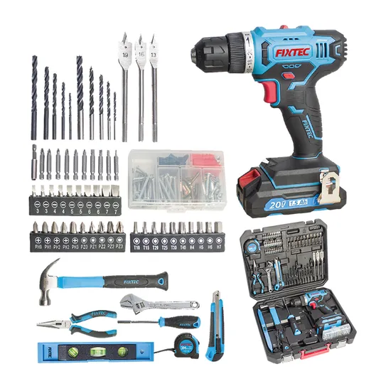 Fixtec Workshop Tools 21PCS Accesories Kit Power Tool Kit Set 20V Cordless Drill Combo Kit Electric Impact Drill