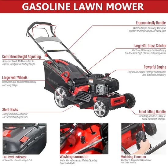 New 21inch Self-Propelled Multi-Position Adjustment Gasoline Lawn Mower