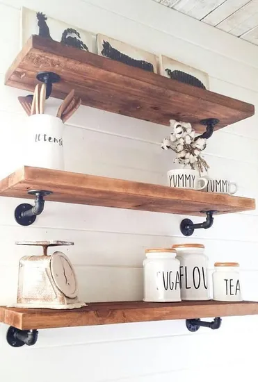 Wrought Iron Pipe Bookshelf Loft Nostalgic Vintage Wooden Racks Creative Wall Mounted Shelves