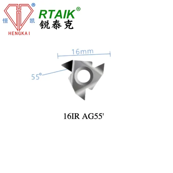 Diamond PCD CNC Turning Blade-16IR AG55′ R0.1/R0.2 Super Hard Gem Thread Cutter Head