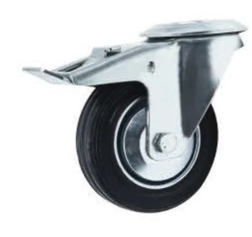 Industrial Rubber Wheel Caster with Brake