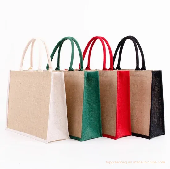 Custom Wholesale Large Burlap Hemp Gift Shopping Beach Tote Jute Linen Fabric Bag