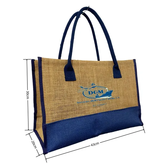 Wholesale Custom Printed Large Natural Burlap Jute Beach Bag with Zipper