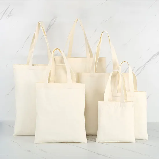 Promotional Different Size Cotton Reusable Grocery Shoulder Bag Free Sample Beach Tote Bag Durable Cotton Canvas Shopping Bag