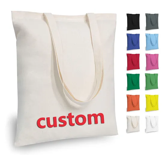 AI-MICH Eco friendly Custom logo Natural plain Cotton Canvas Shopping Tote Bag