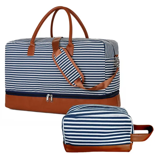 Travel Bag 2-Piece Boarding Bag Canvas Carry-on Bag Large Capacity for Shoes Short Trip Travel Gymbag