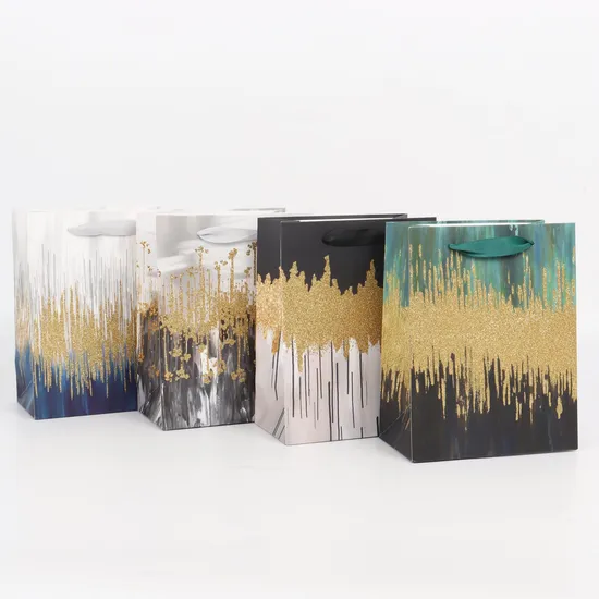 Manufacturer Customised Painted Multicoloured Shopping Gift Gilded Ribbon Paper Bag
