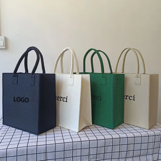 Promotional Customized Logo Fashion Recycled Custom Felt Tote Bag