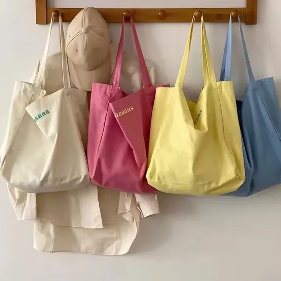 New Fashion Minimalist Bluk Cotton Canvas Tote Bag Manufacturers Eco Large Custom Tote Bag for Casual