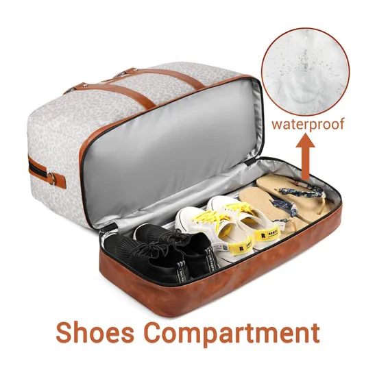 Weekender Bag Large Overnight Bag for Women Canvas Travel Duffel Bag Carry on Tote with Shoe Compartment 21" for Women & Men 3PCS Set