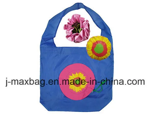 Flower Style Promotional Reuable Foldable Silk Print 190t Polyester Shopping Bag, Eco Gift Tote Handbag -BSCI, Sedex, Brc, Tesco, M&S, Kaufland-ODM&OEM