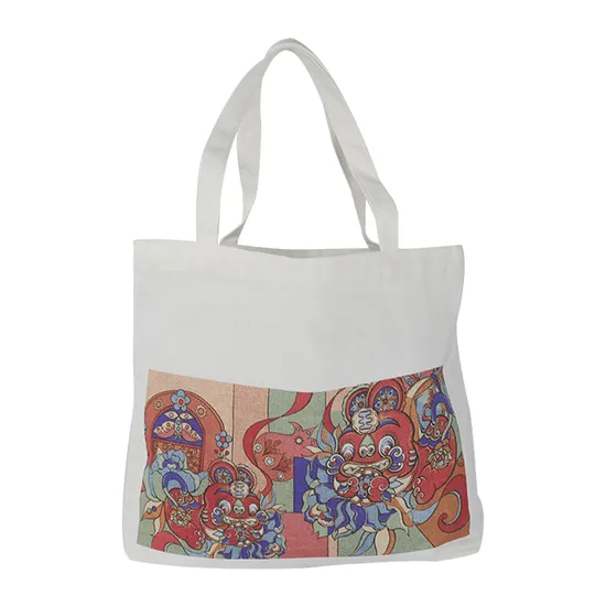 OEM/ODM Canvas Recycle Printed White Fashion Small Cotton Canvas Bag with Books
