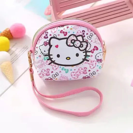 Ruunjoy Hello Kitty Coin Purse Kawaii Mini Wallet with Handle for Women Girls Portable Pendant Keychain Money Bag Christmas Gift