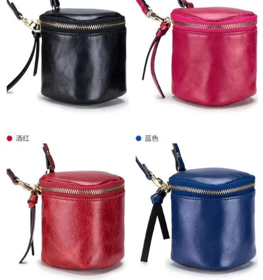 Genuine Round Shape Candy Color Leather Wallet Hot Selling Coin Purse