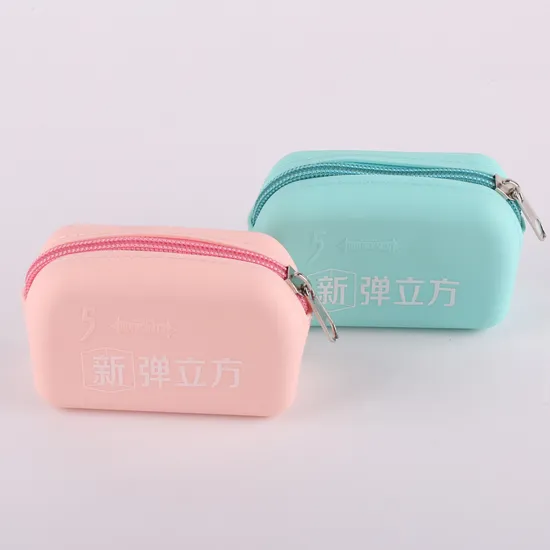 Factory Custom Stitch Zipper Small Silicone Coin Pouch Mini Bag Wallet Silicone Money Wallets Logo Printed