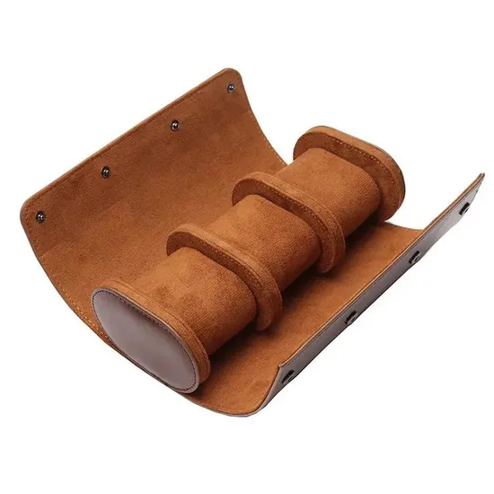 3 Slots 2 Colors Custom Roll Watch Packaging Box Vintage Luxury Leather Watch Box
